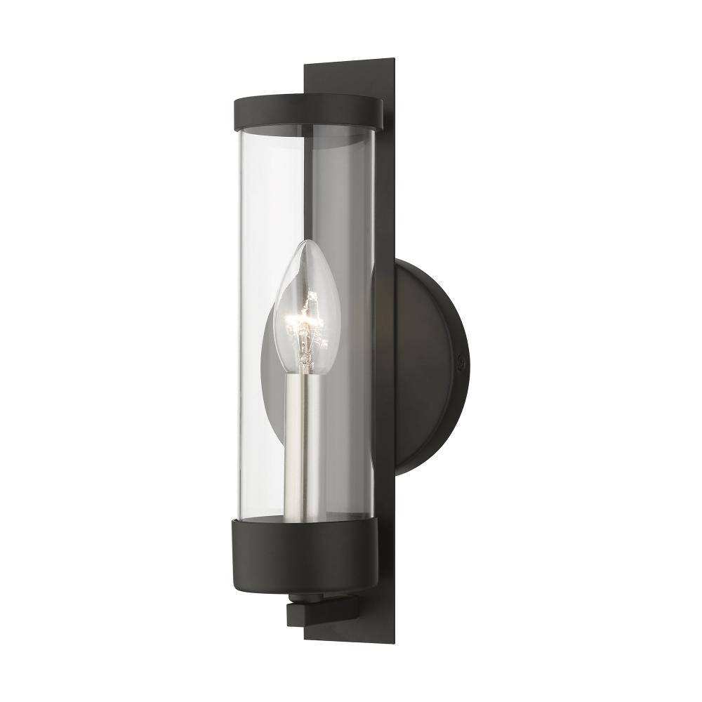 1 Light Black with Brushed Nickel Candle ADA Single Sconce