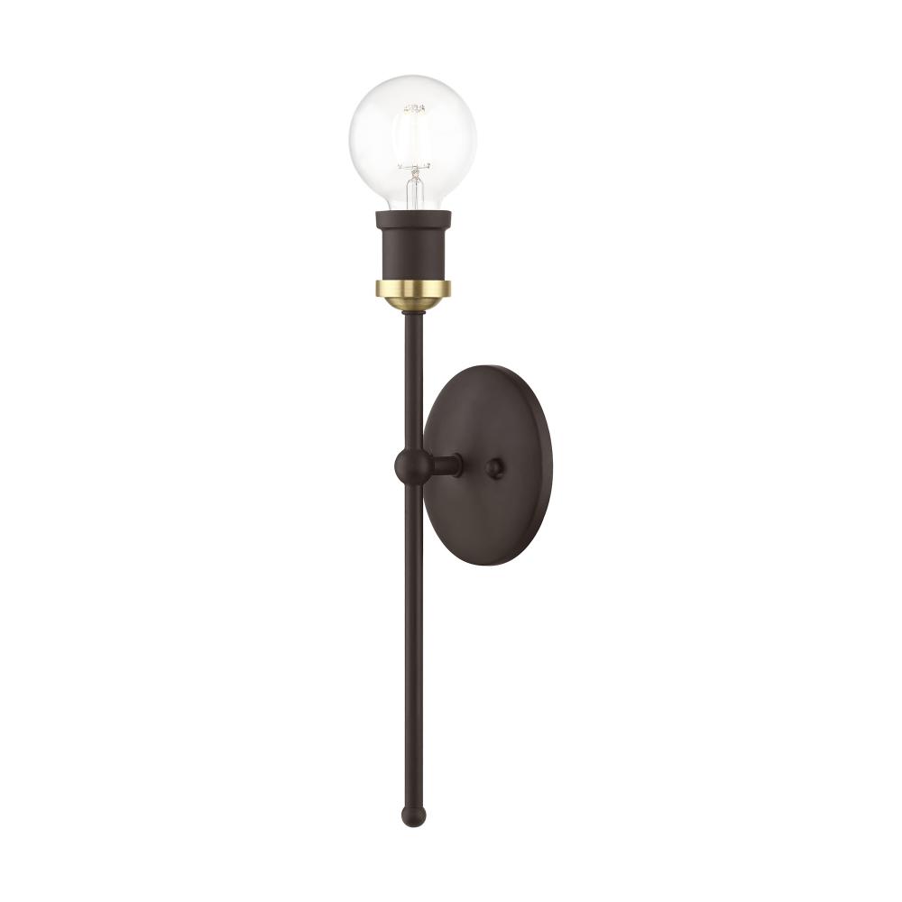 1 Light Bronze with Antique Brass Accents ADA Single Sconce