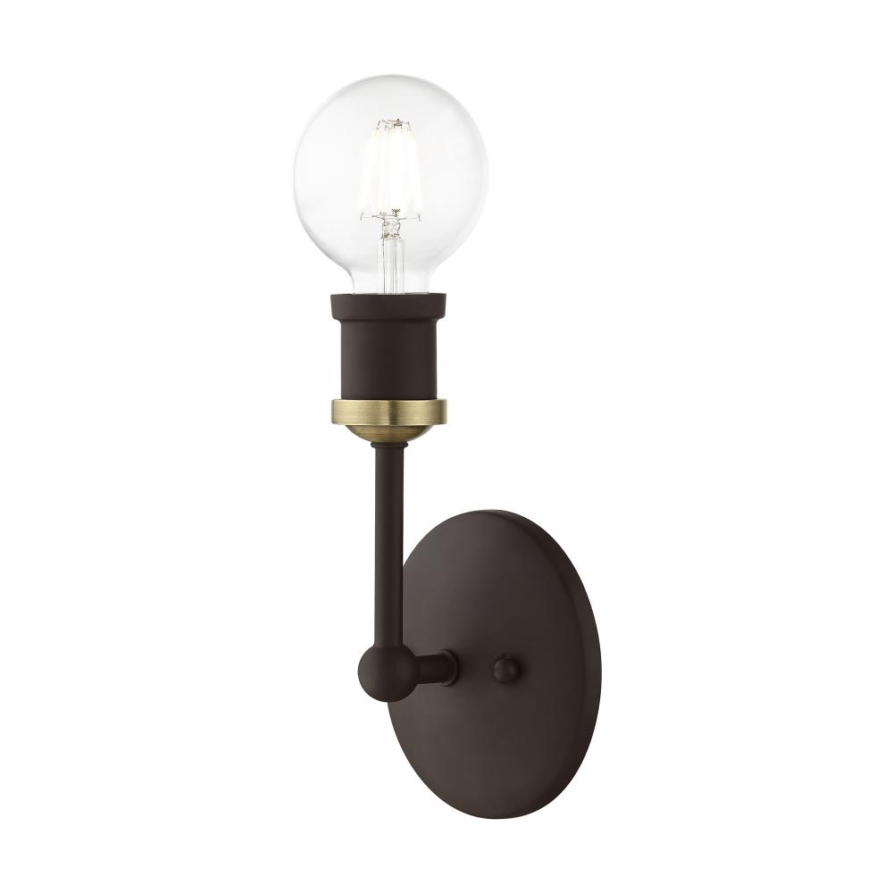 1 Light Bronze with Antique Brass Accents ADA Vanity Sconce