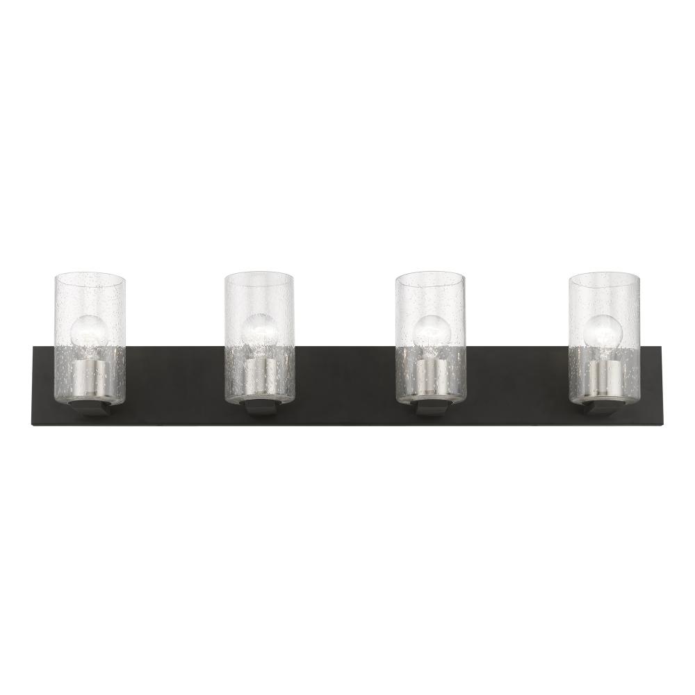 4 Light Black with Brushed Nickel Accents Large Vanity Sconce