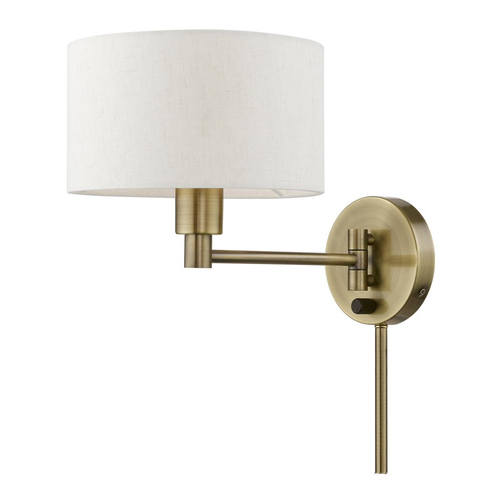 1 Light Antique Brass Swing Arm Wall Lamp