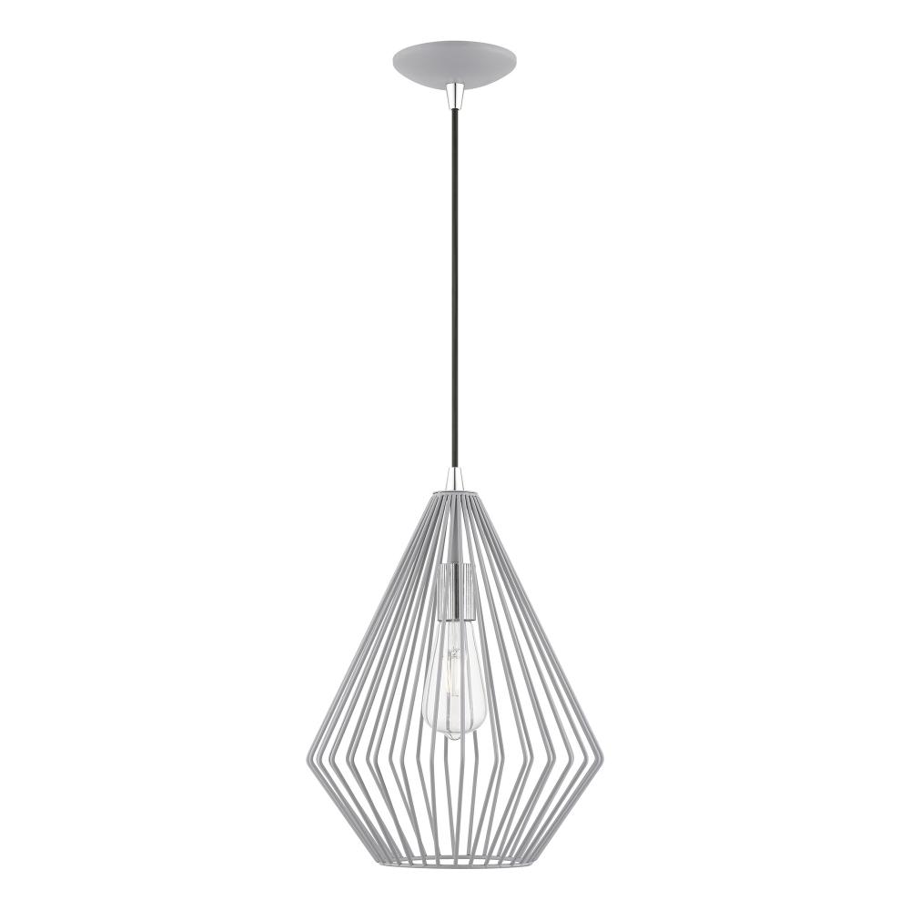 1 Light Nordic Gray with Polished Chrome Accents Pendant