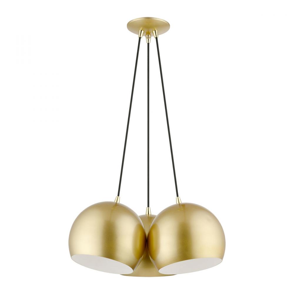 3 Light Polished Gold Globe Pendant