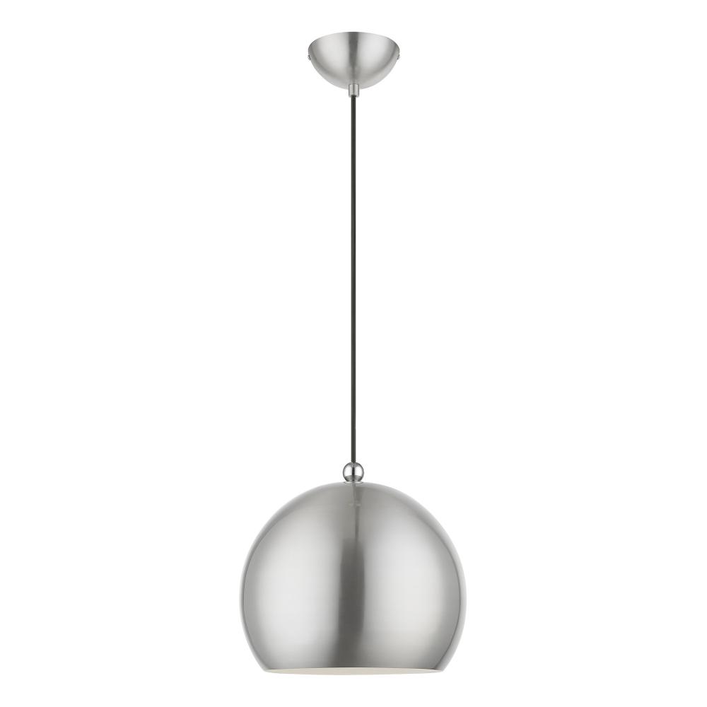 1 Light Brushed Nickel with Polished Chrome Accents Globe Pendant