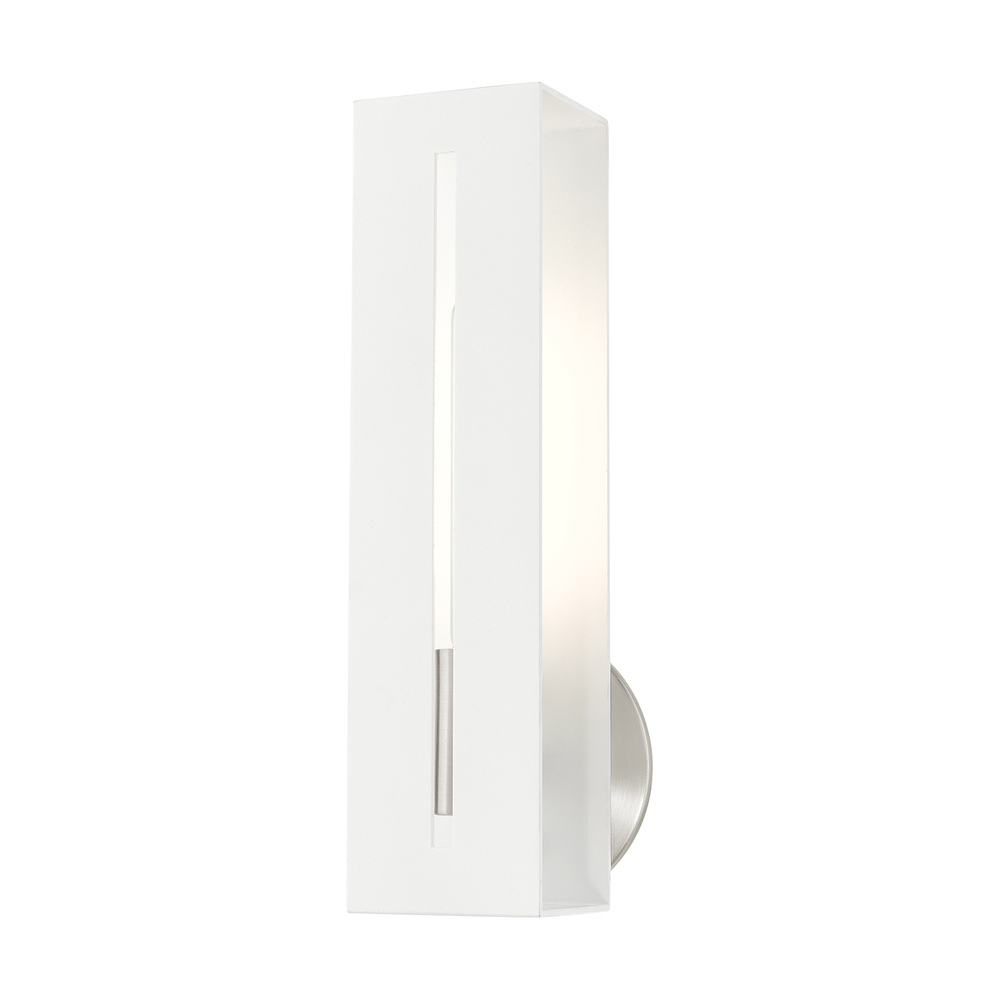 1 Lt Textured White with Brushed Nickel Finish Accents ADA Single Sconce