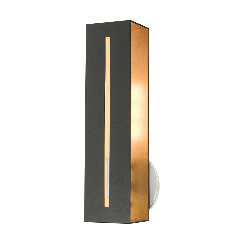 1 Lt Textured Black with Brushed Nickel Accents ADA Single Sconce