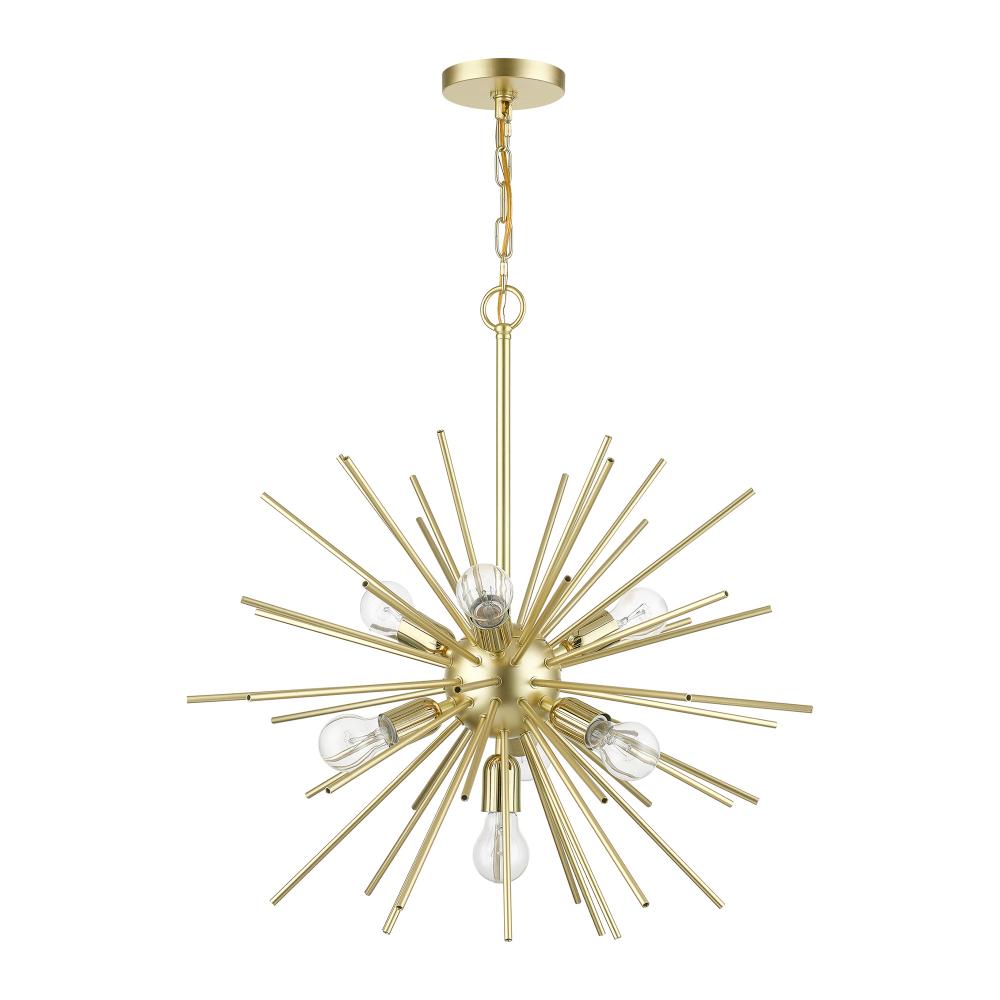 7 Light Soft Gold with Polished Brass Accents Pendant Chandelier