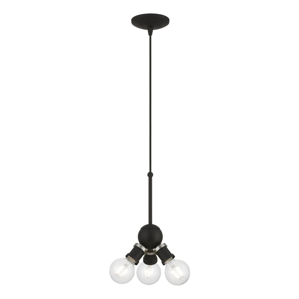 3 Light Black with Brushed Nickel Accents Pendant