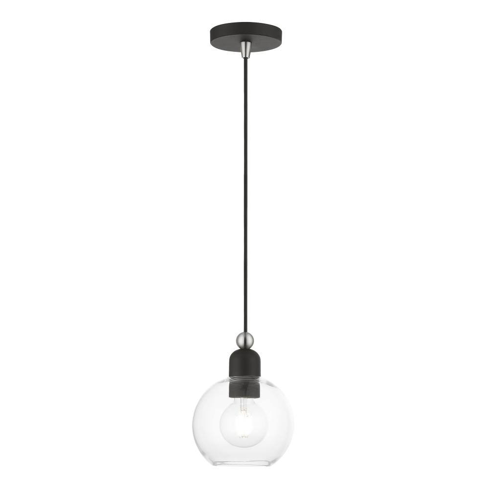 1 Light Black with Brushed Nickel Accents Sphere Mini Pendant