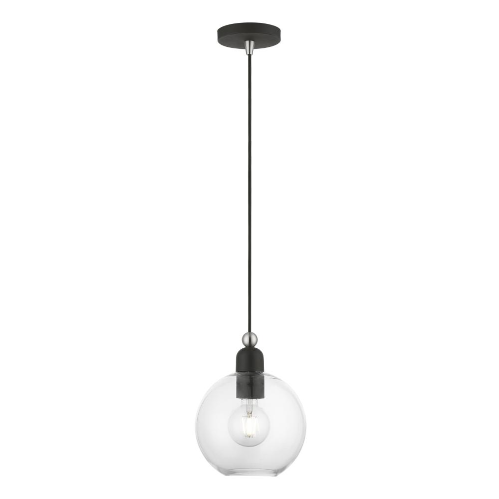 1 Light Black with Brushed Nickel Accents Sphere Pendant