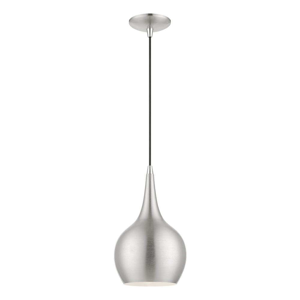 1 Light Brushed Nickel with Polished Chrome Accents Mini Pendant