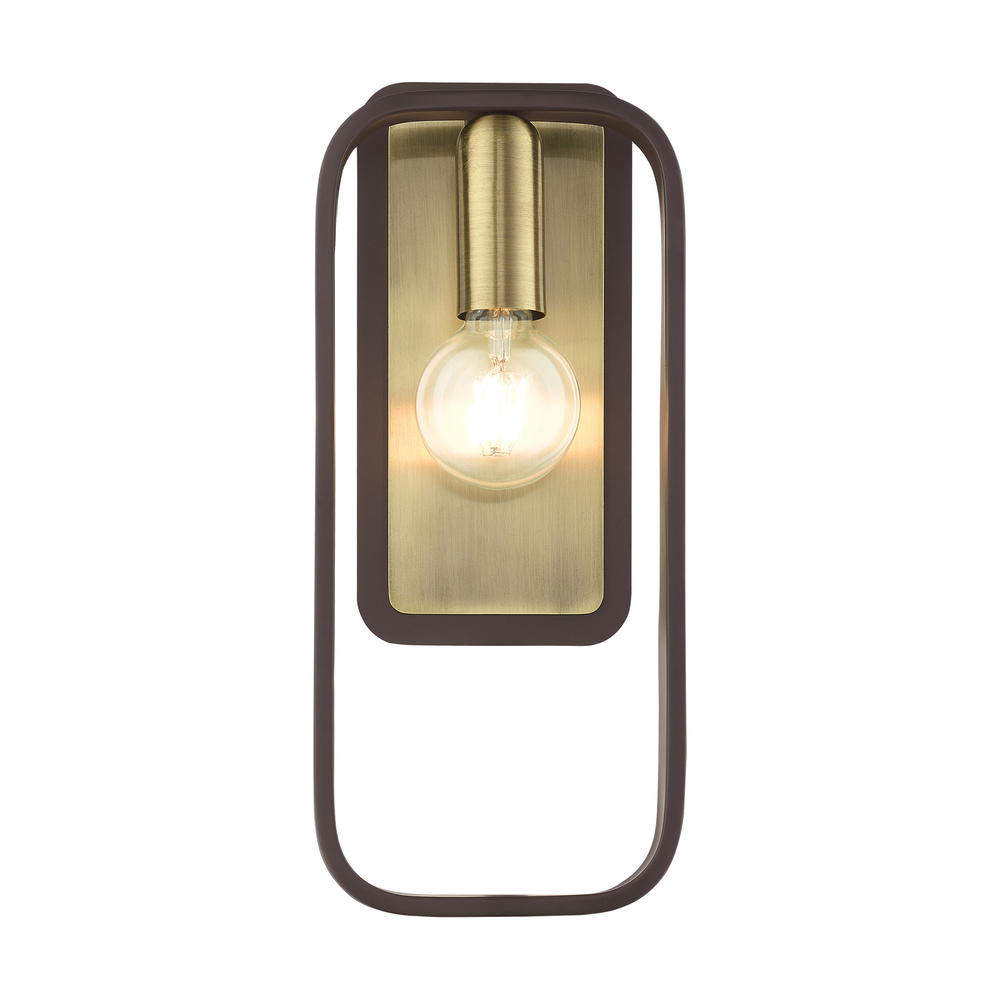 1 Lt Bronze with Antique Brass Accents ADA Single Sconce