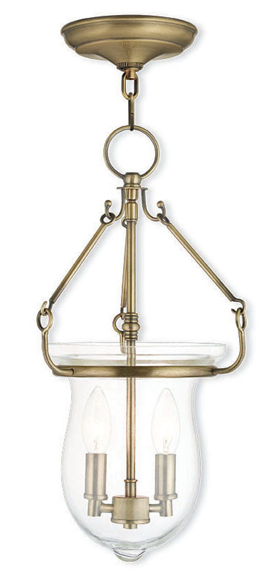 2 Light Antique Brass Pendant