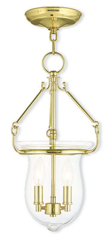 2 Light Polished Brass Pendant