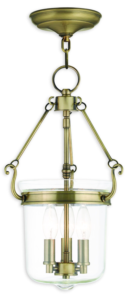 3 Light Antique Brass Pendant