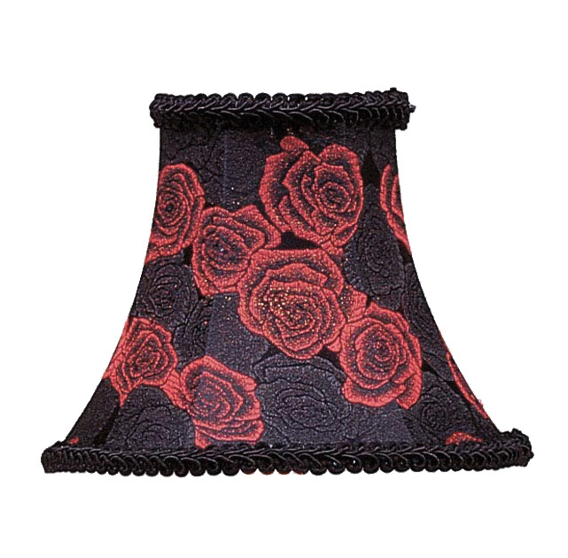 Black/Red Rose Bell Clip Shade with Fancy Trim