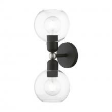 Livex Lighting 16972-04 - 2 Light Black with Brushed Nickel Accents Sphere Vanity Sconce