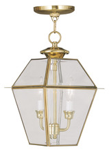 Livex Lighting 2285-02 - 2 Light PB Outdoor Chain Lantern