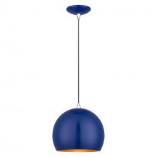 Livex Lighting 41181-37 - 1 Light Shiny Cobalt Blue Globe Pendant
