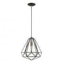 Livex Lighting 41324-14 - 1 Light Textured Black with Polished Chrome Accents Pendant