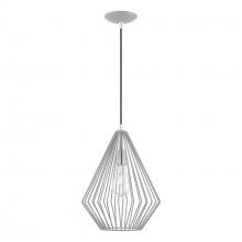 Livex Lighting 41325-80 - 1 Light Nordic Gray with Polished Chrome Accents Pendant