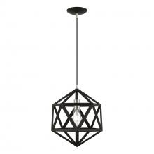 Livex Lighting 41328-04 - 1 Light Black with Brushed Nickel Accents Pendant