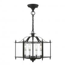 Livex Lighting 4398-04 - 4 Light Black with Brushed Nickel Accents Convertible Pendant / Semi-Flush