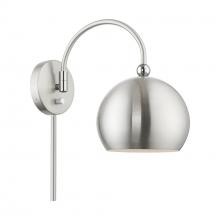 Livex Lighting 45489-91 - 1 Light Brushed Nickel with Polished Chrome Accents Swing Arm Wall Lamp