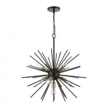 Livex Lighting 46175-68 - 7 Light Shiny Black with Polished Brass Accents Pendant Chandelier