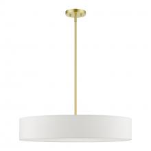 Livex Lighting 46925-12 - 5 Light Satin Brass with Shiny White Accents Large Drum Pendant