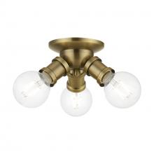 Livex Lighting 47169-01 - 3 Light Antique Brass Flush Mount