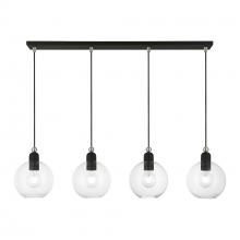 Livex Lighting 48976-04 - 4 Light Black with Brushed Nickel Accents Sphere Linear Chandelier