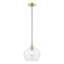 Livex Lighting 49093-12 - 1 Light Satin Brass with Polished Brass Accent Pendant