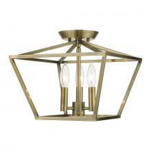Livex Lighting 49430-01 - 3 Light Antique Brass Square Semi-Flush