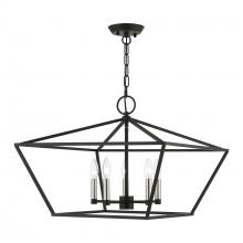 Livex Lighting 49435-04 - 5 Light Black with Brushed Nickel Accents Chandelier