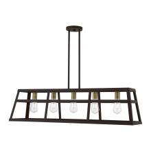 Livex Lighting 49565-07 - 5 Light Bronze with Antique Brass Accents Linear Chandelier