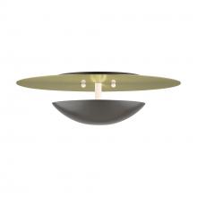 Livex Lighting 56570-92 - 2 Light English Bronze Large Semi-Flush/ Wall Sconce with Antique Brass Reflector Backplate