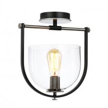 Artcraft AC11743NB - Cheshire Collection 1-Light Semi-Flush Mount, Black & Nickel