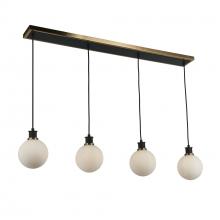 Artcraft AC11874WH - Gem Collection 4-Light Island/Pool Table with White Glass Black and Brushed Brass