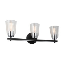  AC11933NB - Essex Collection 3-Light Bathroom Vanity Fixture Black and Chrome