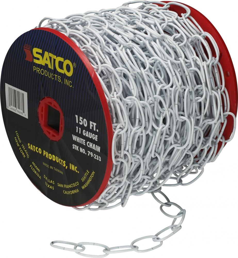 11 Gauge Chain; White Finish; 50 Yards (150 Feet) to Reel / 1 Reel to Master; 15lbs Max