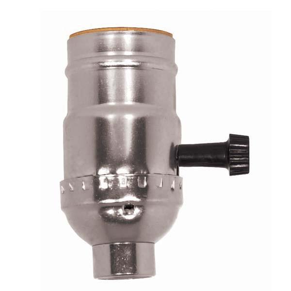 3-Way (2 Circuit) Turn Knob Socket With Removable Knob; 1/4 IPS; Aluminum; Nickel Finish; 250W; 250V