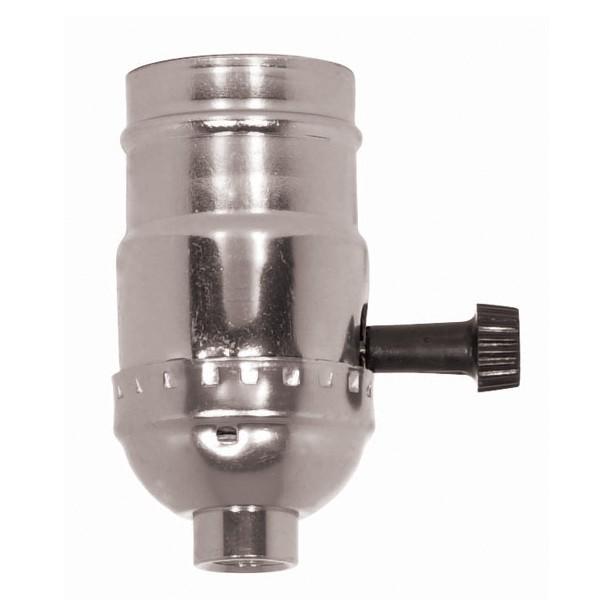 On-Off Turn Knob Socket With Removable Knob; 1/8 IPS; Aluminum; Nickel Finish; 250W; 250V