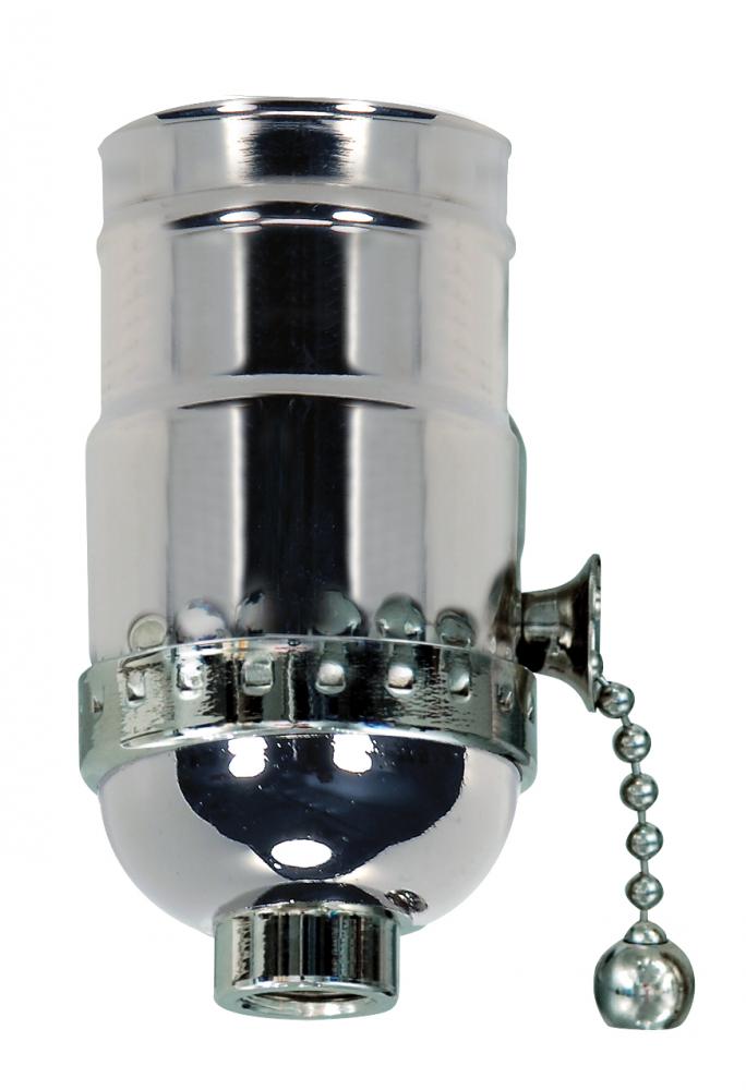 On-Off Pull Chain Socket; 1/8 IPS; 3 Piece Stamped Solid Brass; Polished Nickel Finish; 660W; 250V