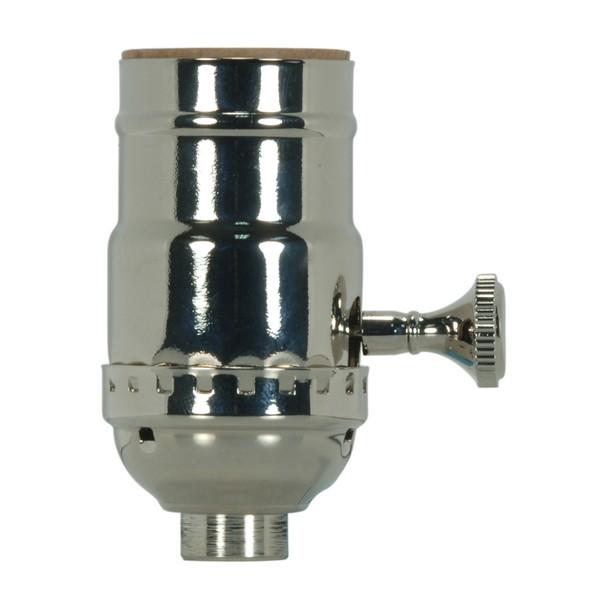 On-Off Turn Knob Socket With Removable Knob; 1/8 IPS; 3 Piece Stamped Solid Brass; Polished Nickel