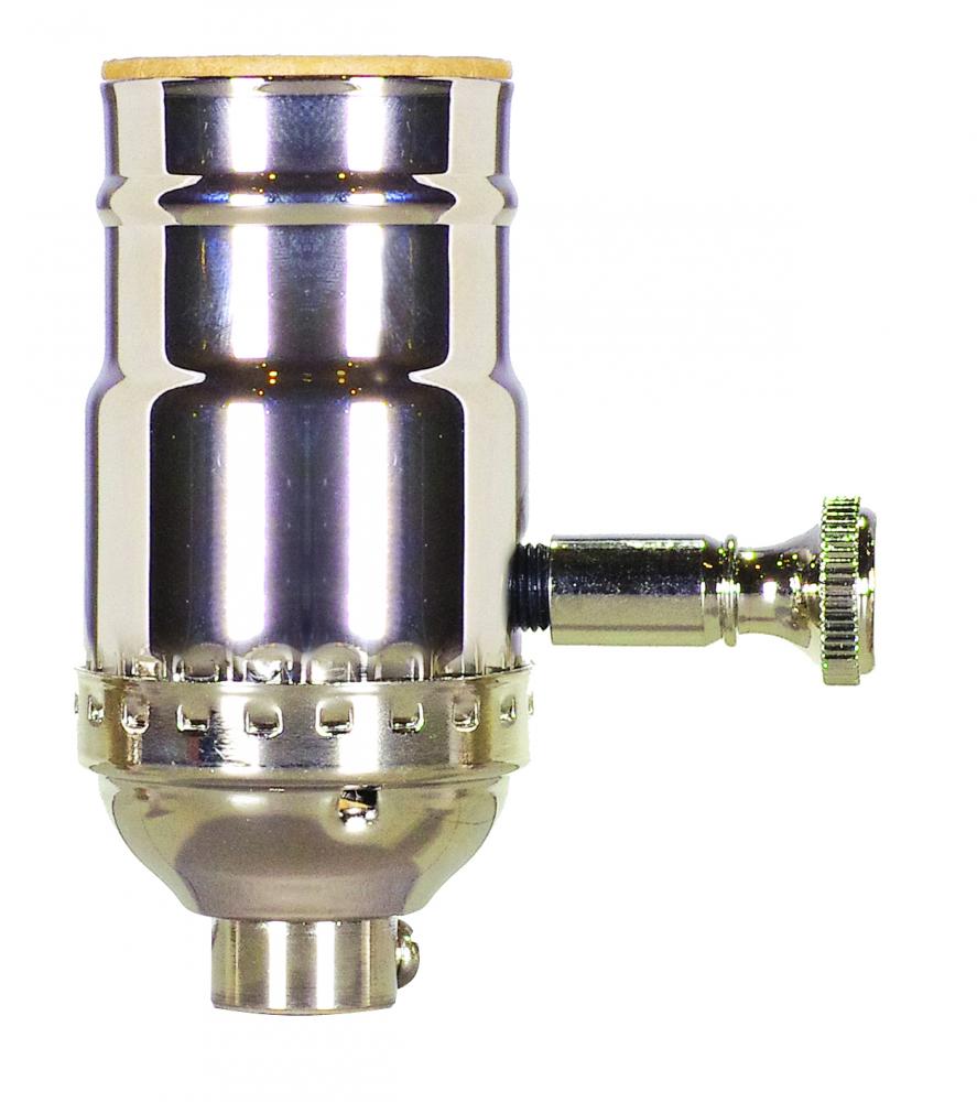 150W Full Range Turn Knob Dimmer Socket; 1/8 IPS; 3 Piece Stamped Solid Brass; Polished Nickel