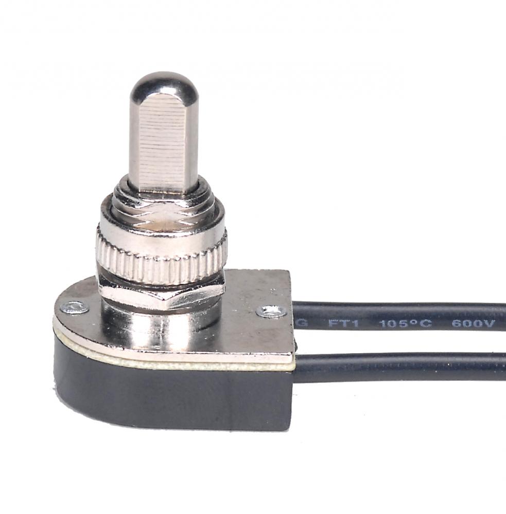 On-Off Metal Push Switch; 3/8" Metal Bushing; Single Circuit; 6A-125V, 3A-250V Rating; Nickel