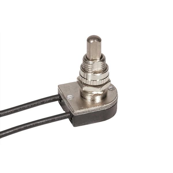 On-Off Metal Push Switch; 5/8" Metal Bushing; Single Circuit; 6A-125V, 3A-250V Rating; Nickel