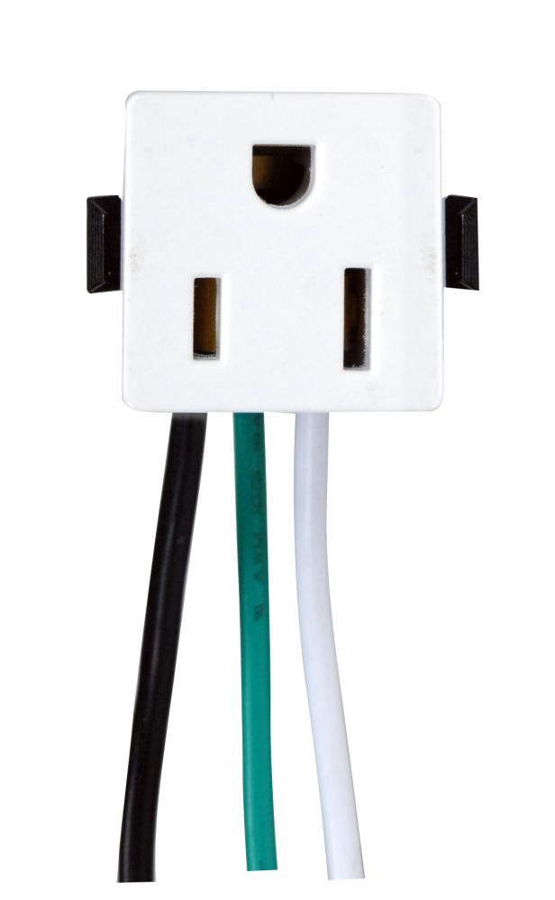 3 Wire, 2 Pole Snap-In Convenience Outlet, Opening Size: 1'' x 1'' x 1''