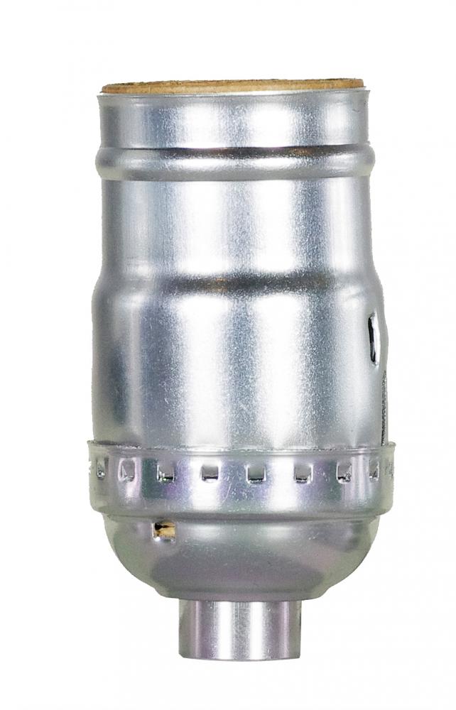 Standard Keyless Socket; 1/8 IPS; Aluminum; Nickel Finish; 660W; 250V; Push-In Terminal; With Strain
